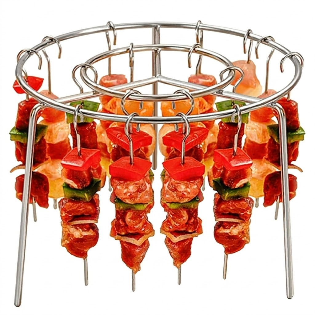 Stainless Steel Vertical Grill Rack 24 Skewer Holder for BBQ and Air Fryer