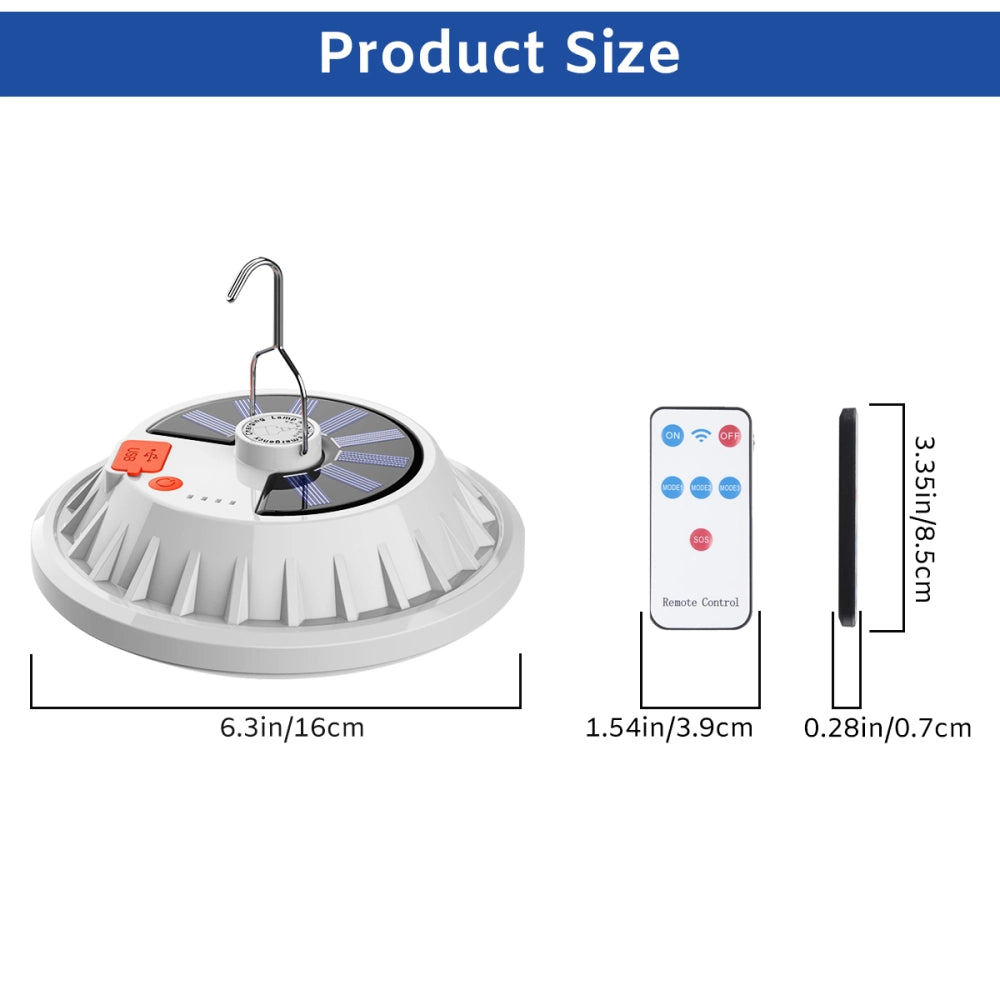 Portable Solar 120LED Camping Light Large USB Rechargeable Hanging Lamp with Remote Control