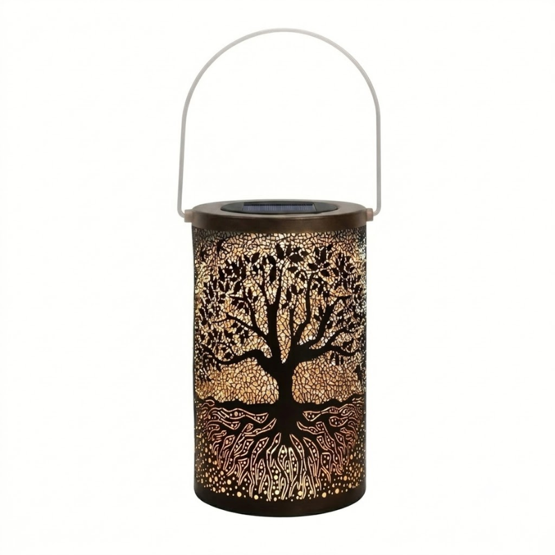 Solar Hanging Lantern Waterproof Metal LED Decorative Light Warm White for Garden Patio and Yard