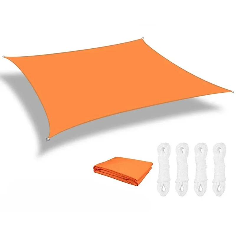 Waterproof Sun Shade Sail Orange 3 × 4 m Rectangle Canopy with 98% UV Protection for Garden Patio and Pool