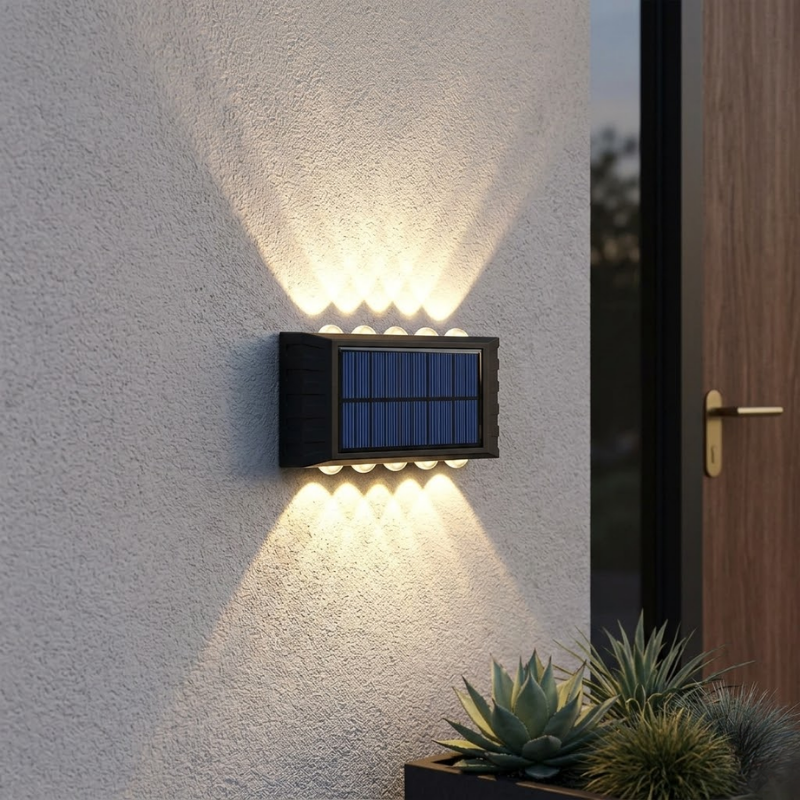 10 LED Solar Wall Light Warm Light Up and Down Outdoor Waterproof Garden Lamp