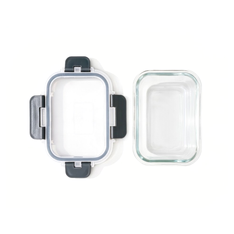 370ml Rectangular Glass Food Storage Container with Lid Microwave Freezer Dishwasher Friendly