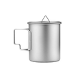 450ml Titanium Camping Mug Lightweight Portable Coffee Cup with Folding Handle and Lid for Outdoor Hiking