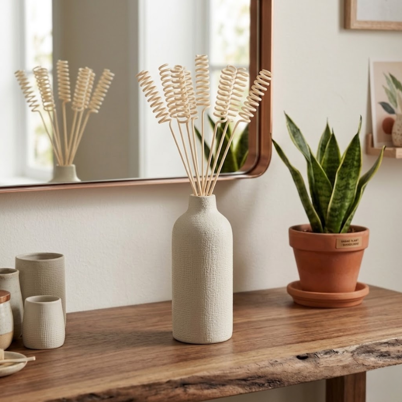 5 Piece Spiral Rattan Reed Sticks 2x240mm Diffuser Replacement Bending Design Home Fragrance