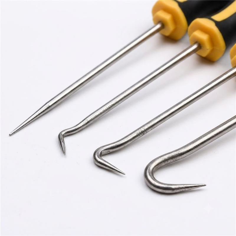 4 Piece 25cm Pick and Hook Tool Set O-Ring Seal Remover Precision Repair Tools Yellow