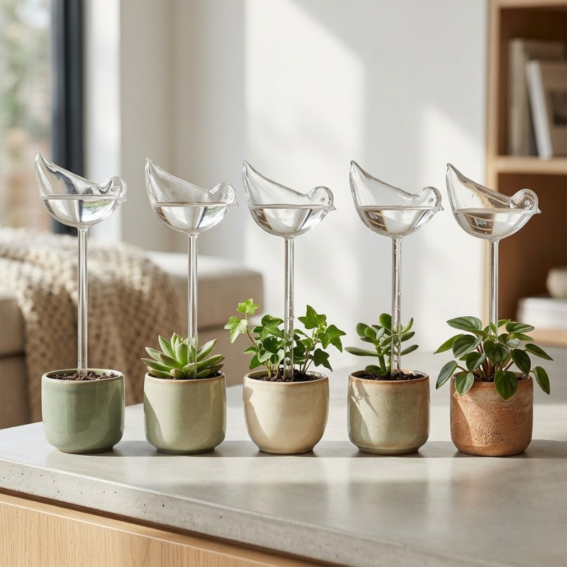 5 Piece Bird-Shaped Self-Watering Plant Globes Automatic Drip Irrigation Device