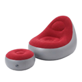 Inflatable Red Lazy Sofa Chair with Ottoman Foldable PVC Flocking Lounge Chair for Indoor Outdoor Use