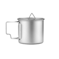 350ml Titanium Camping Mug Lightweight Portable Coffee Cup with Folding Handle and Lid for Outdoor Hiking