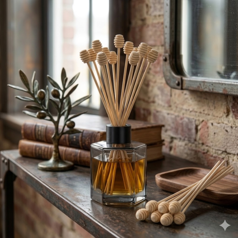 5 Piece Wooden Bead Diffuser Sticks 2x8x220mm Reed Sticks Home Fragrance Decor