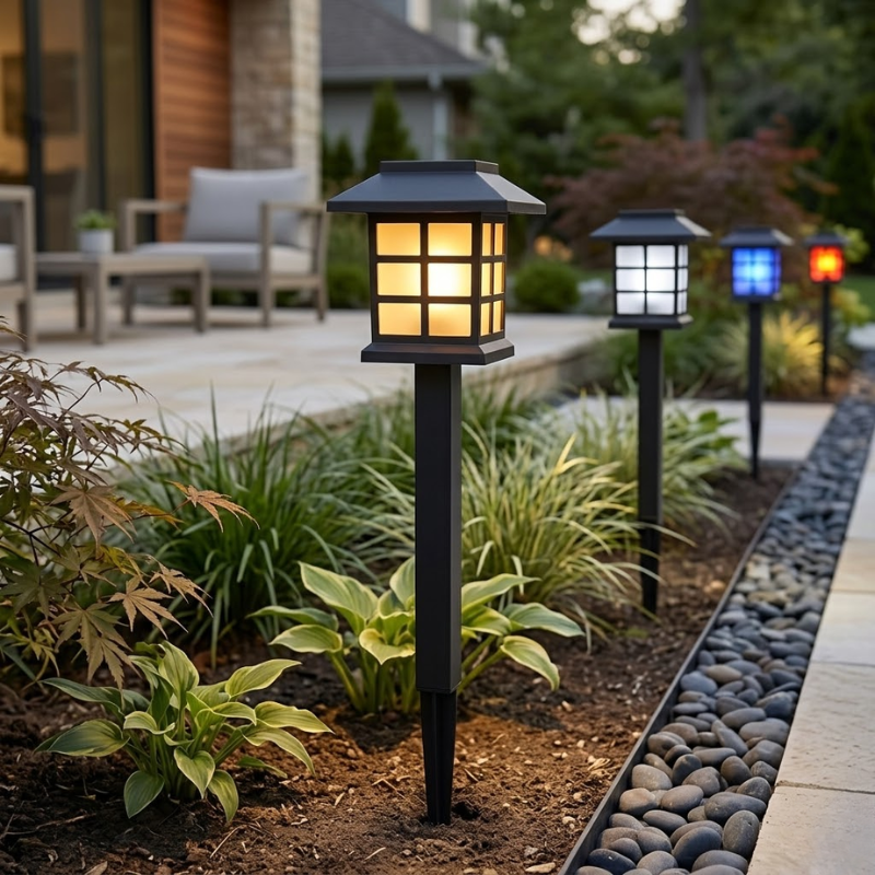 2 Pack Solar Pathway Lights Outdoor Waterproof Garden Yard LED Lighting RGB Light