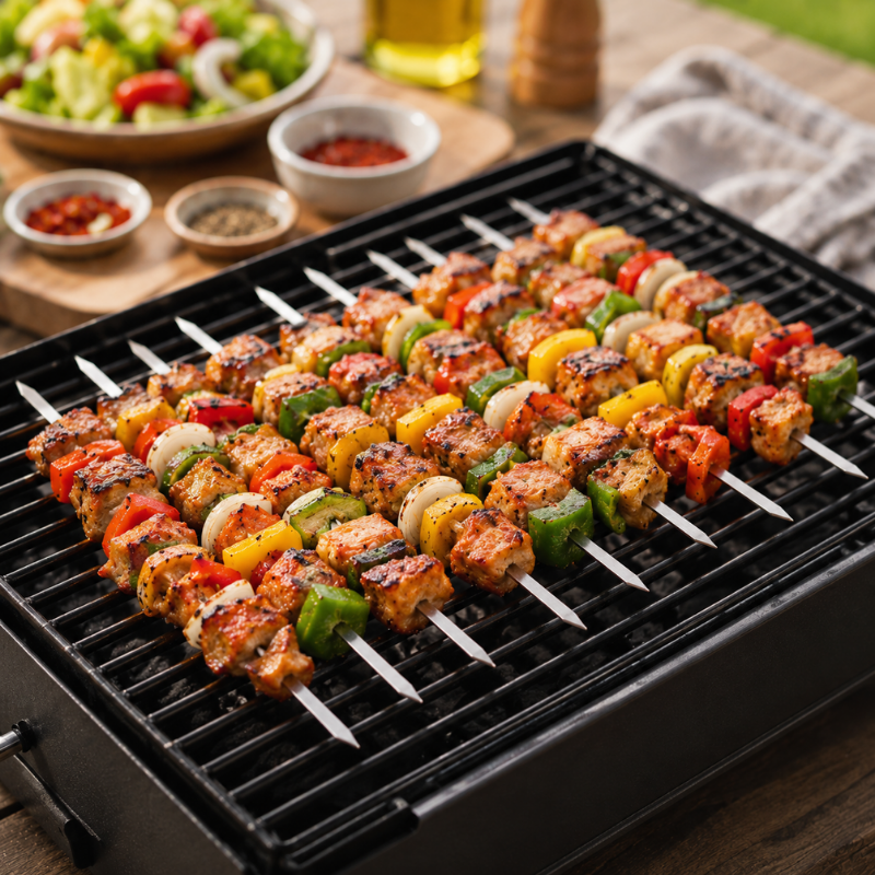 20 Piece Stainless Steel BBQ Skewers Reusable Kebab Sticks for Grilling