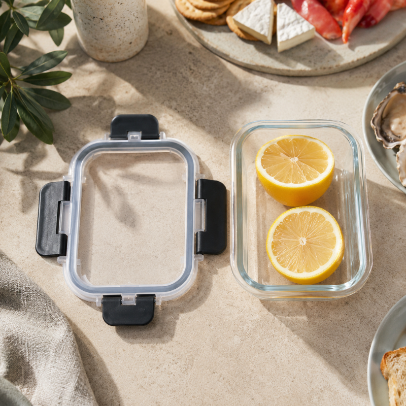 370ml Rectangular Glass Food Storage Container with Lid Microwave Freezer Dishwasher Friendly