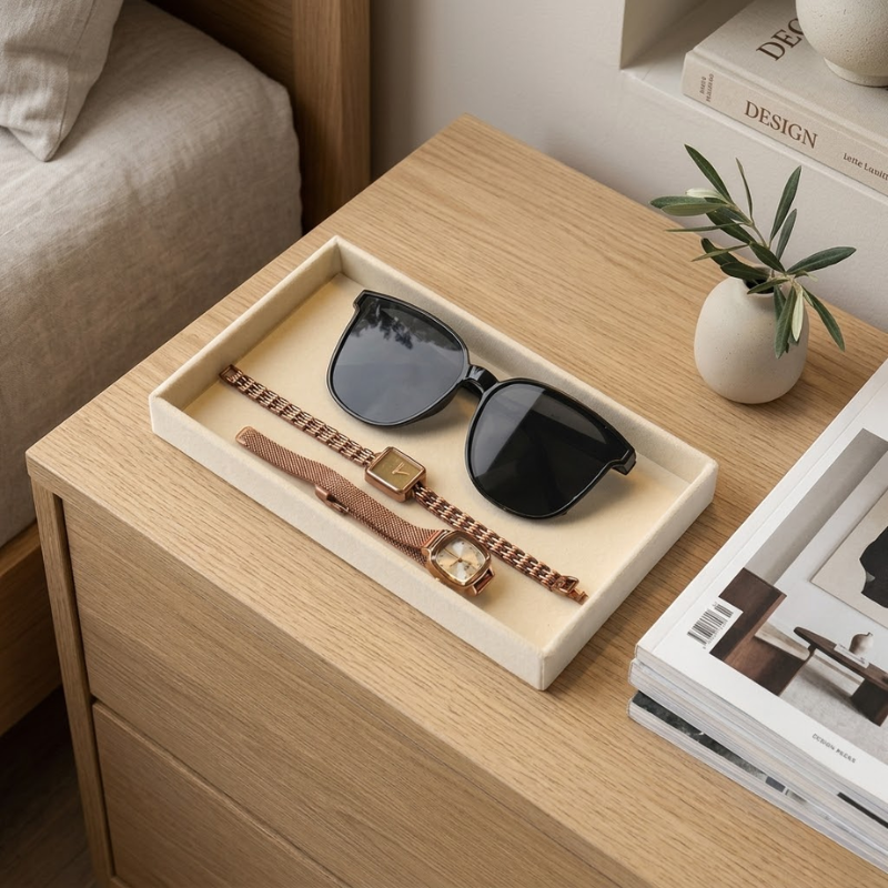Empty Tray Wooden Jewelry Storage Tray Drawer Style Organizer for Accessories