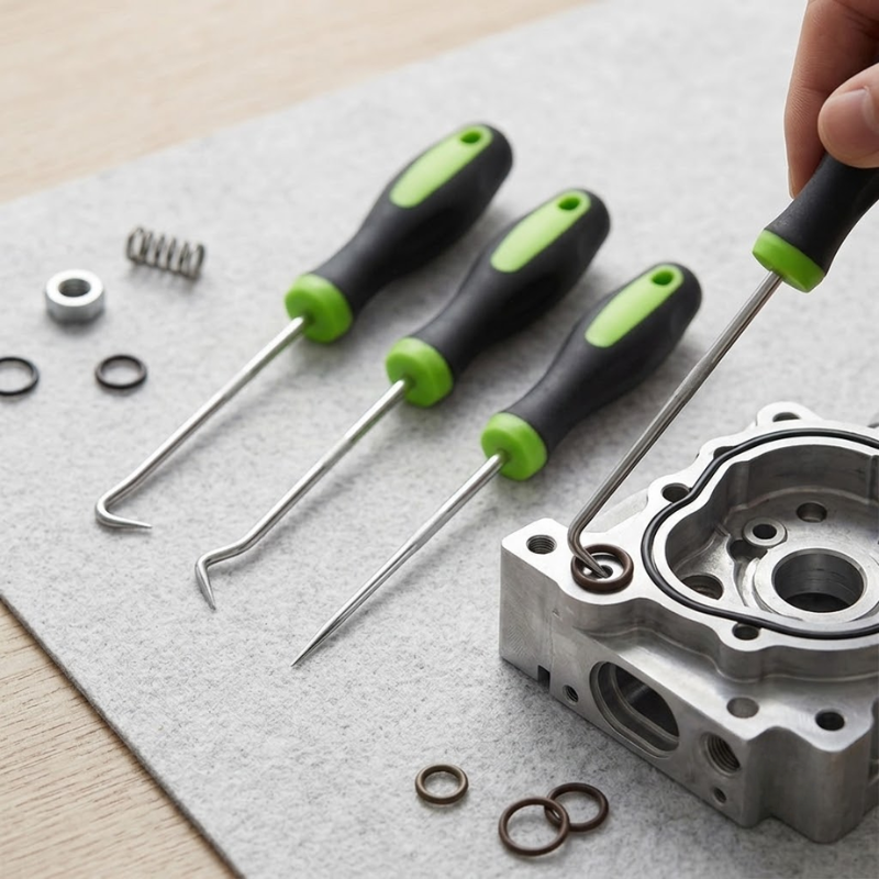 4 Piece 17cm Pick and Hook Tool Set O-Ring Seal Remover Precision Repair Tools Green