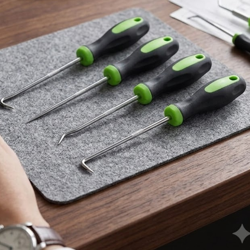 4 Piece 17cm Pick and Hook Tool Set O-Ring Seal Remover Precision Repair Tools Green