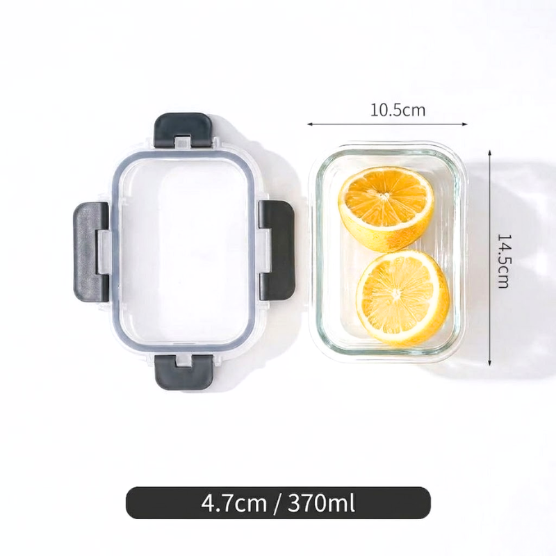 370ml Rectangular Glass Food Storage Container with Lid Microwave Freezer Dishwasher Friendly