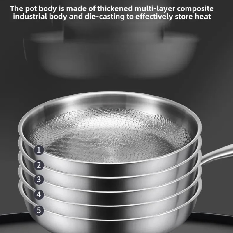 30cm Pure Titanium Frying Pan with Hammer Pattern Surface for Induction and Gas Cooktops