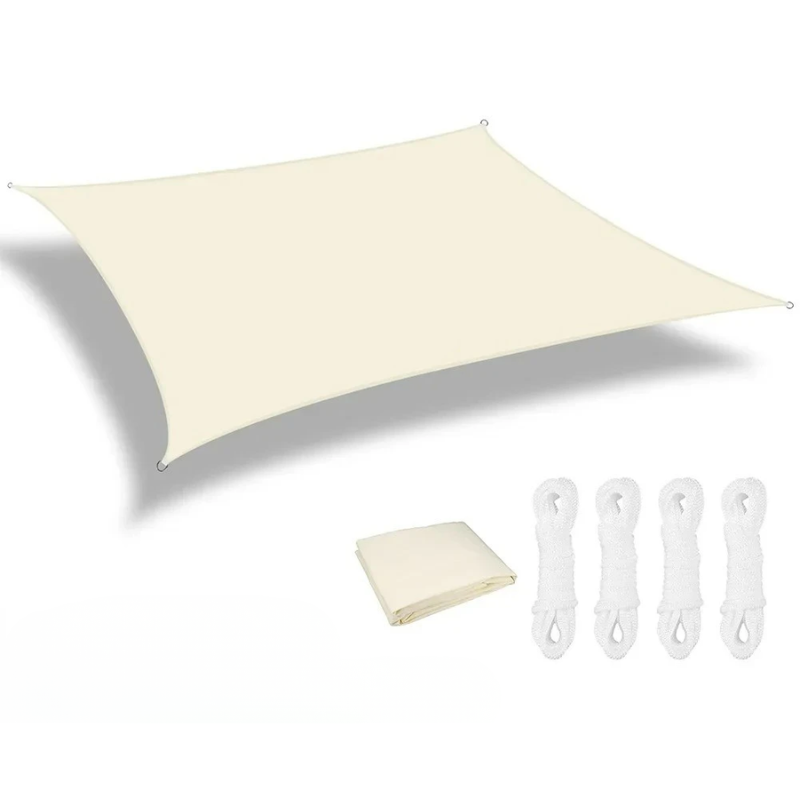 Waterproof Sun Shade Sail Cream White 3 × 4 m Rectangle Canopy with 98% UV Protection for Garden Patio and Pool