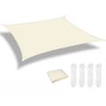 Waterproof Sun Shade Sail Cream White 3 × 4 m Rectangle Canopy with 98% UV Protection for Garden Patio and Pool