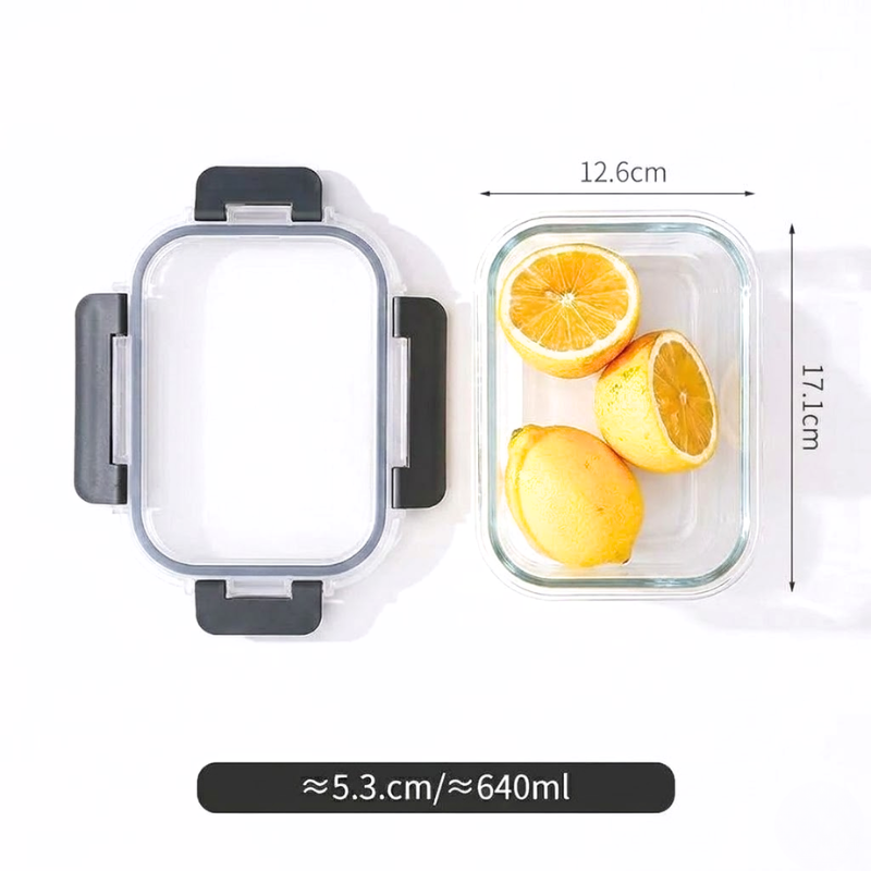 640ml Rectangular Glass Food Storage Container with Lid Microwave Freezer Dishwasher Friendly