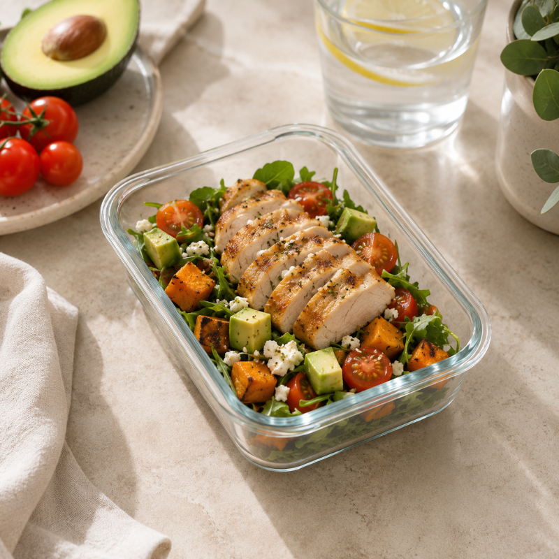 1040ml Rectangular Glass Food Storage Container with Lid Microwave Freezer Dishwasher Friendly