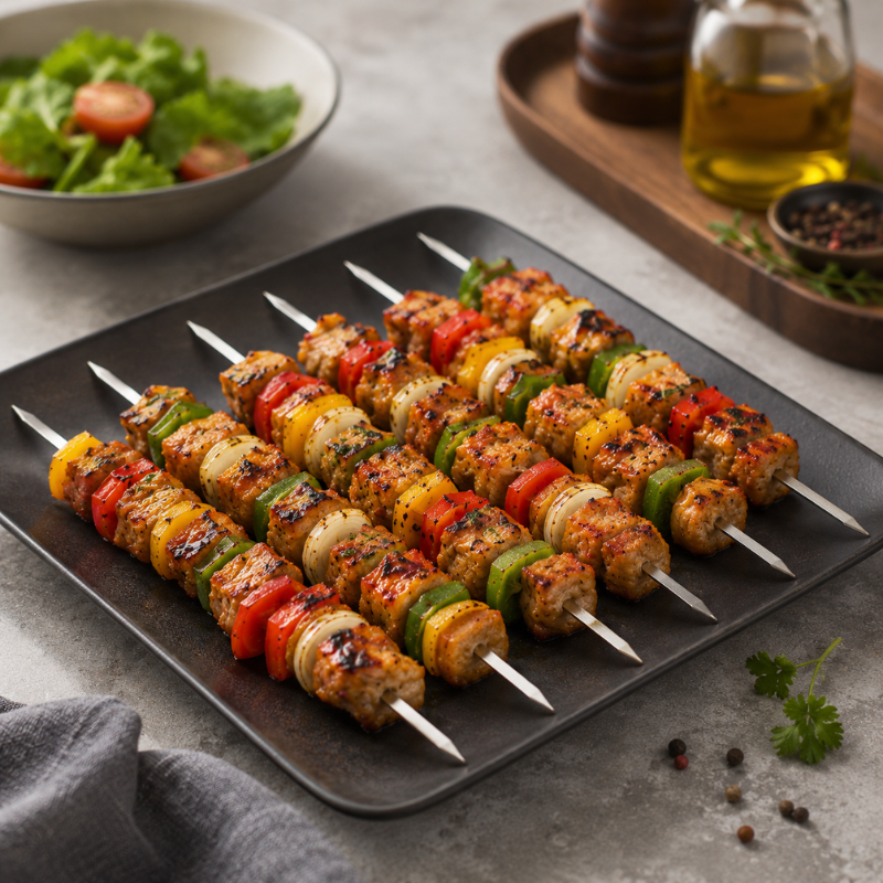10 Piece Stainless Steel BBQ Skewers Reusable Kebab Sticks for Grilling