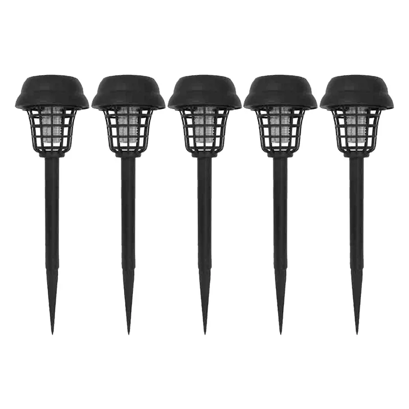 5 Piece Solar Mosquito Killer Lamp Waterproof Outdoor Garden Bug Zapper Light for Patio Camping and Yard