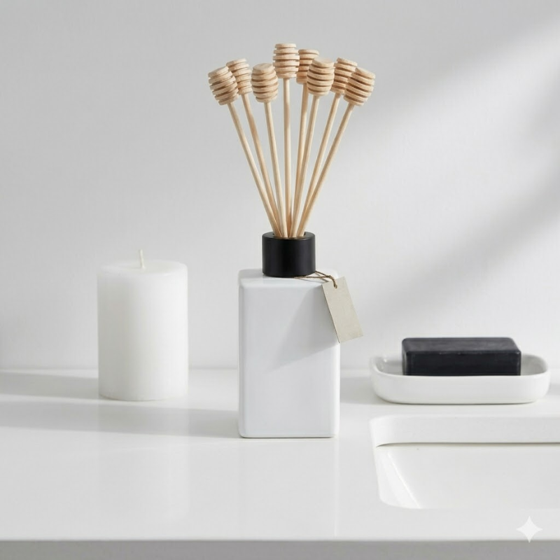 5 Piece Wooden Bead Diffuser Sticks 2x8x220mm Reed Sticks Home Fragrance Decor