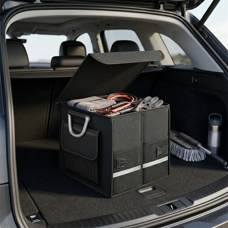 36L Foldable Car Trunk Storage Box Waterproof Cargo Organizer with Reinforced Handle