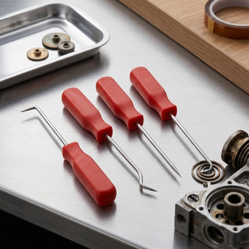 4 Piece 14.2cm Pick and Hook Tool Set O-Ring Seal Remover Precision Repair Tools Red