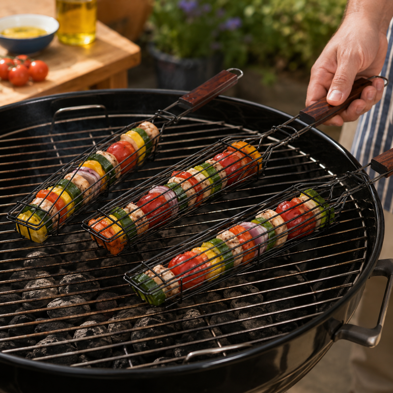 Portable Nonstick BBQ Grilling Basket for Camping Picnic and Outdoor Cooking