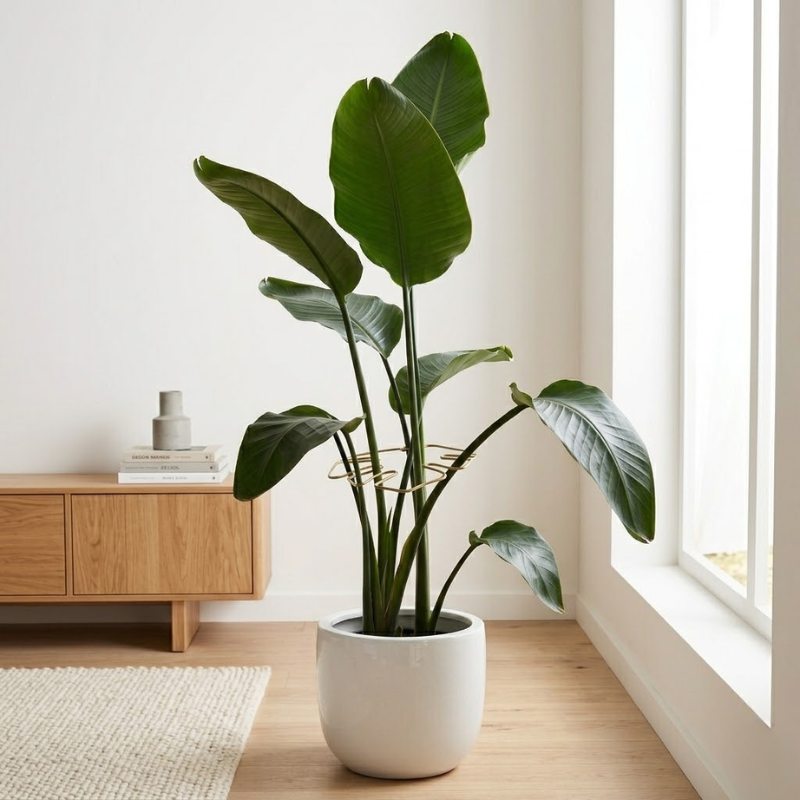 19cm Large Metal Plant Stem Support Gold Monstera Climbing Stabilizer Decorative Leaf Design