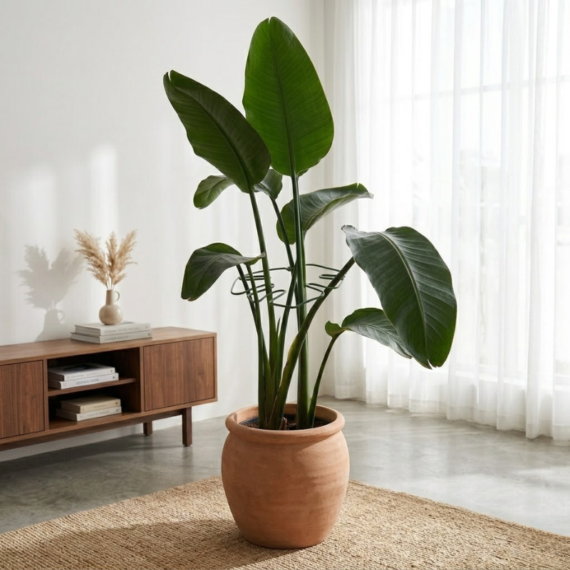 19cm Large Metal Plant Stem Support Green Monstera Climbing Stabilizer Decorative Leaf Design