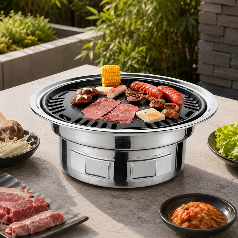 Portable Charcoal BBQ Grill 13 Inch Round Tabletop Camping Grill with Cooking Tray
