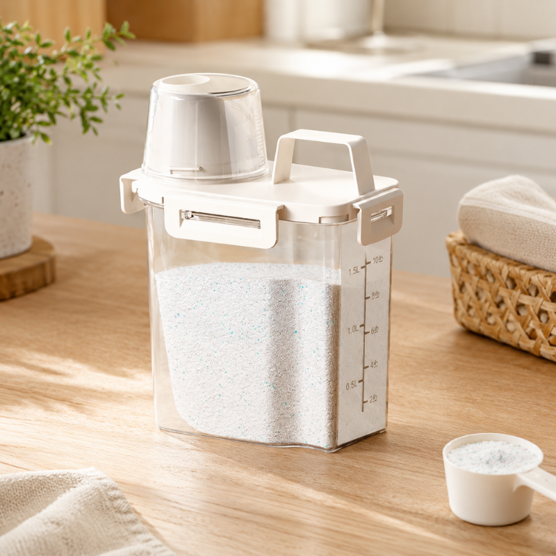 1.75L Storage Container Measuring Cup Lid Dispenser Bottle for Liquid and Powder Storage