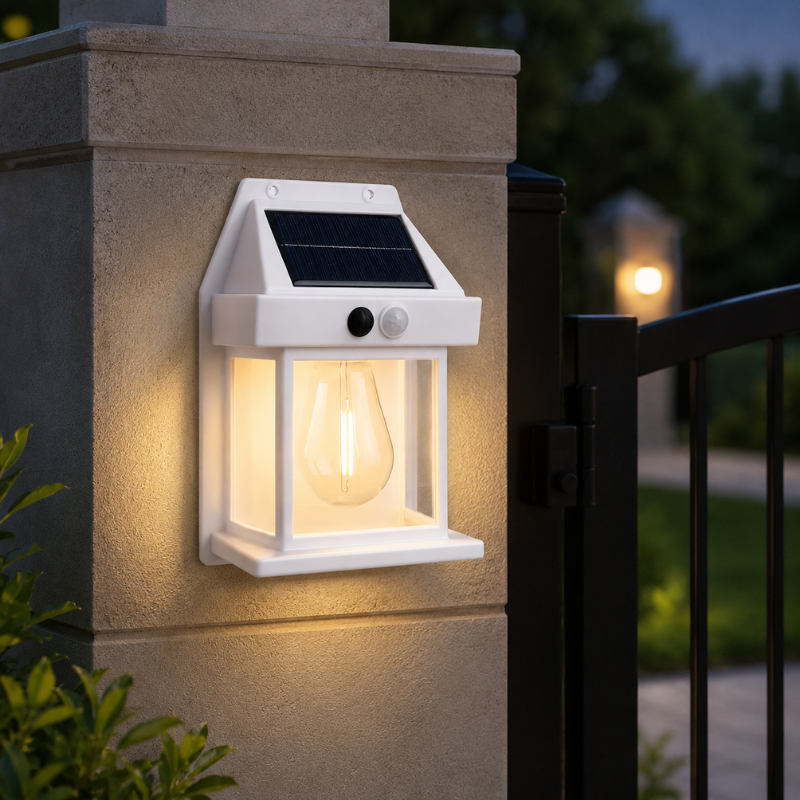 Solar Outdoor Street Light Waterproof LED Garden Wall Lamp White for Pathway Yard Patio Lighting