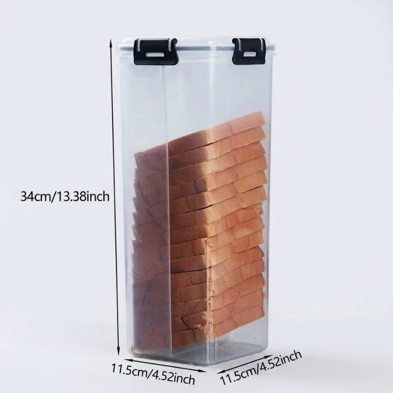 Clear Airtight Bread Loaf Storage Container Tall Bread Saver Box Black with Drawer