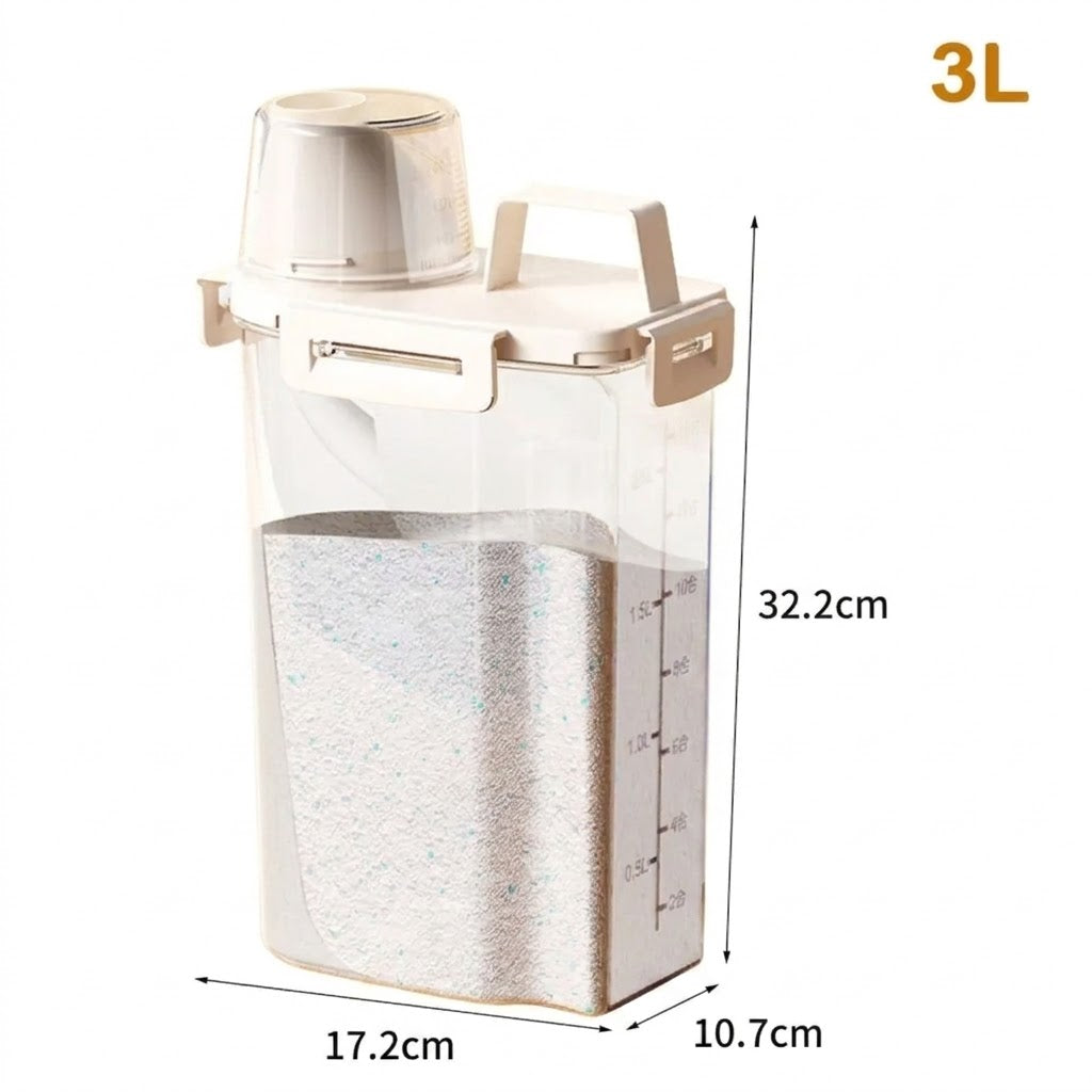 3L Storage Container Measuring Cup Lid Dispenser Bottle for Liquid and Powder Storage