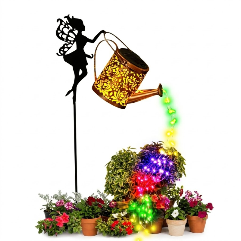 Solar Watering Can Garden Light LED Fairy Decorative Stake Lamp Outdoor Multicolor