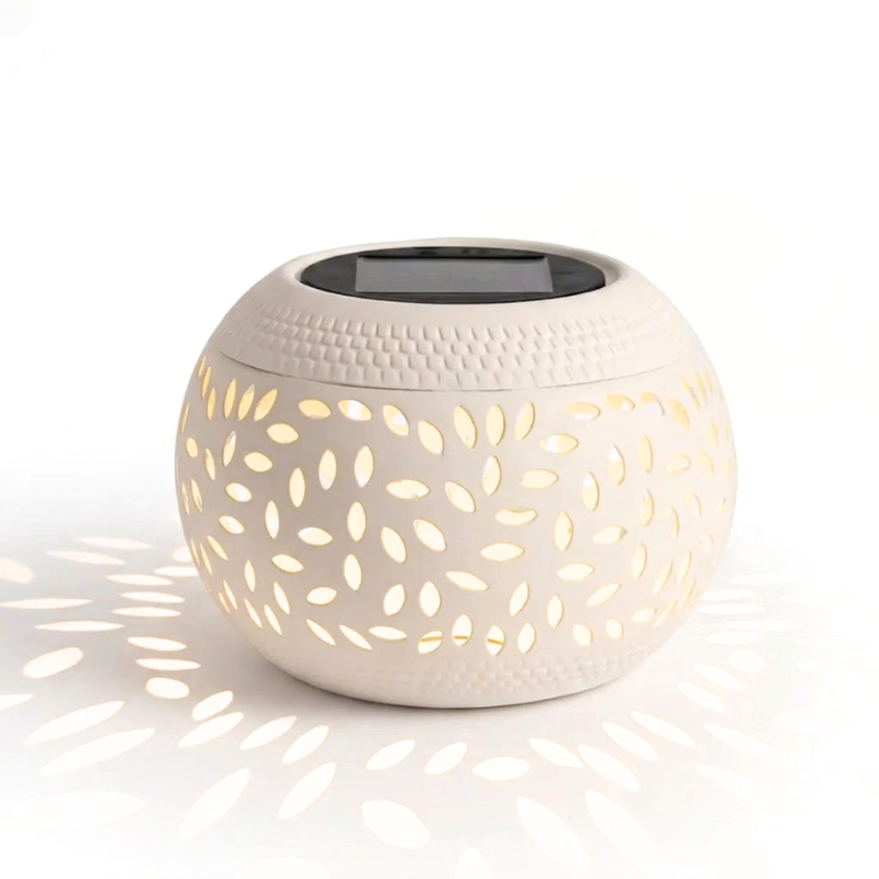 White Solar Garden Light Decorative Hollow Pattern Outdoor LED Landscape Lamp Waterproof Warm White