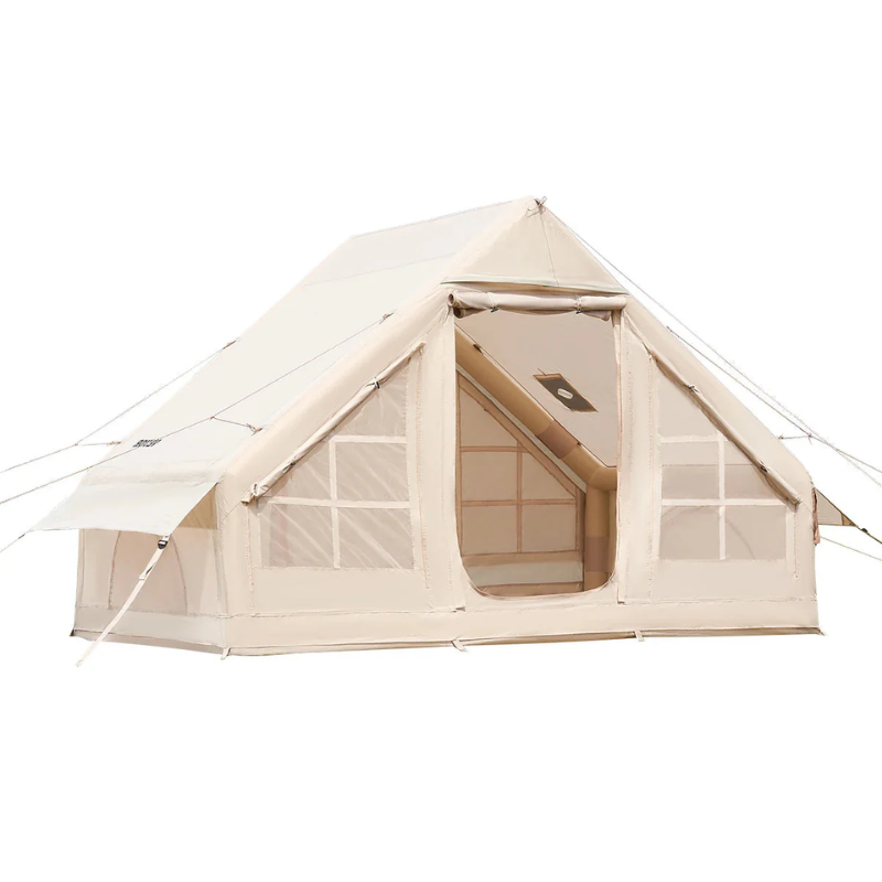 Inflatable Camping Tent with Hand Pump 3-4 Person Portable Oxford Outdoor Air Tent with Storage Bag