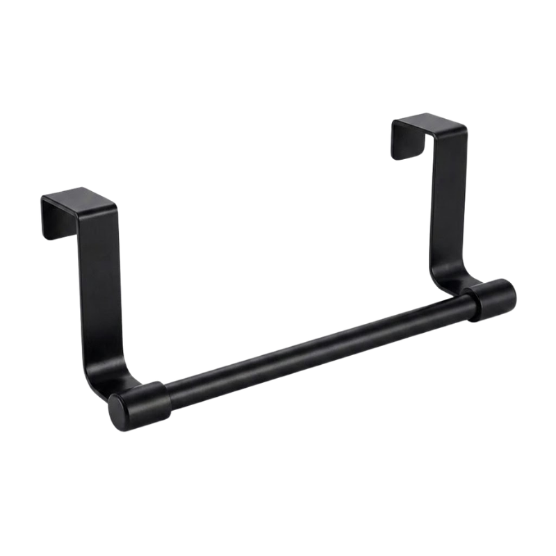 23CM Black Over Cabinet Towel Rack Stainless Steel Dishcloth Holder Hanging Rack