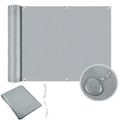 Waterproof Balcony Privacy Screen Gray 90 × 300 cm Fence Cover with 95% UV Protection for Patio Garden and Deck