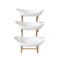 3 Tier White Fruit Tray Stand Partitioned Serving Plate Snack Dessert Display