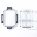 1040ml Rectangular Glass Lunch Box with Compartments Locking Lid Microwave Freezer Dishwasher Friendly