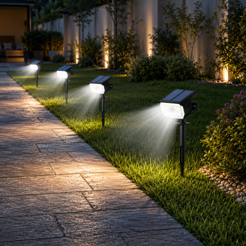 56LED White Light Solar Powered Motion Sensor Garden Light Waterproof Outdoor Pathway Lamp