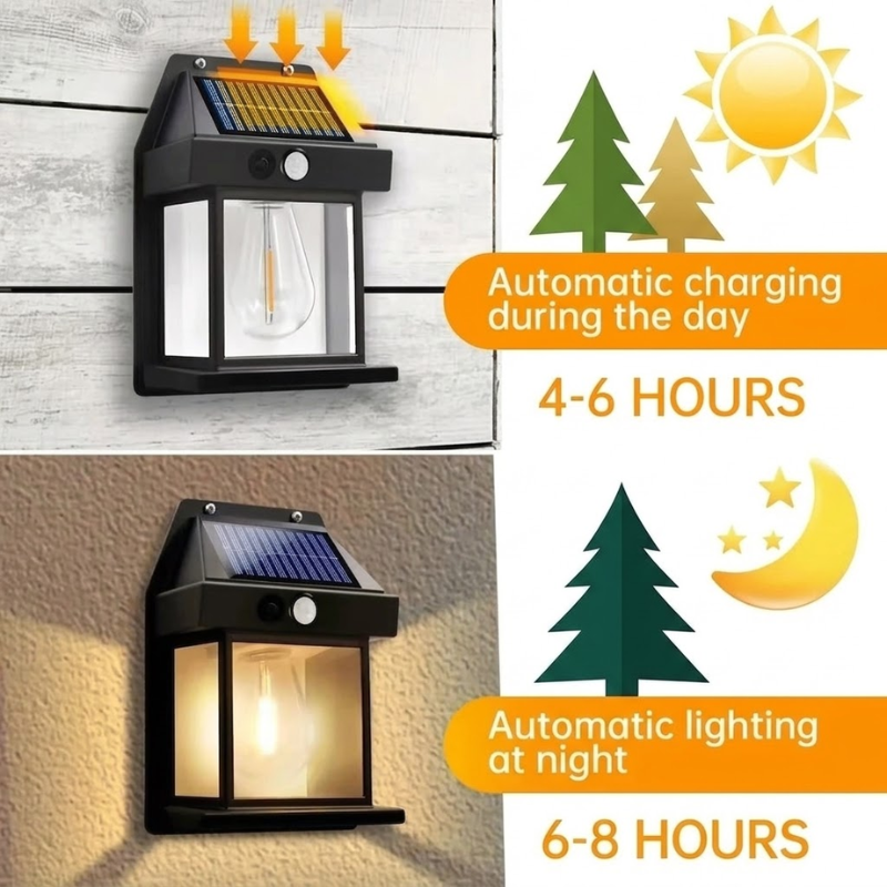 Solar Outdoor Street Light Waterproof LED Garden Wall Lamp Black for Pathway Yard Patio Lighting