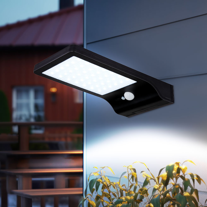 48 LED Solar Powered Wall Light with Motion Sensor Remote Control IP65 Waterproof