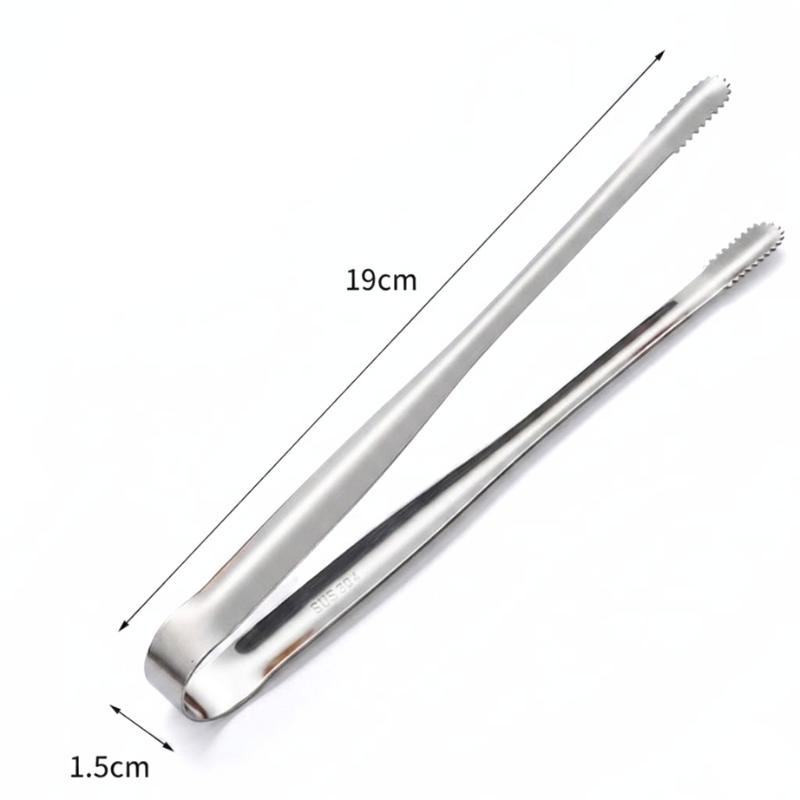 Small Stainless Steel BBQ Tongs Non-Slip Food Clip Kitchen Grill Serving Tool
