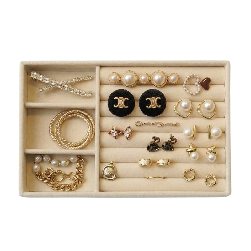 3+1 Wooden Jewelry Storage Tray Drawer Style Organizer Partitioned Ring Earring Holder